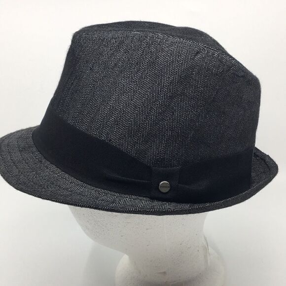 All American Stetson fedora hat black and gray chevron polyester Sz Small/Medium - Picture 1 of 16
